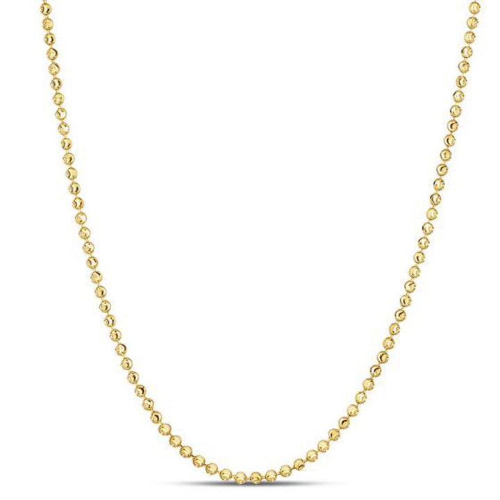 Cadena de cuentas con corte de luna en oro amarillo de 14 k (2,00 mm)