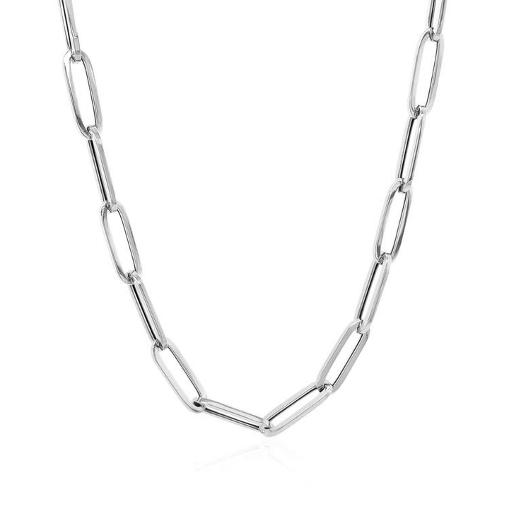 Cadena de clip de oro blanco de 14 k con diseño llamativo (4,2 mm)