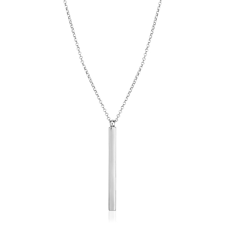 Collar de plata de ley de 24 pulgadas con colgante de barra larga pulida