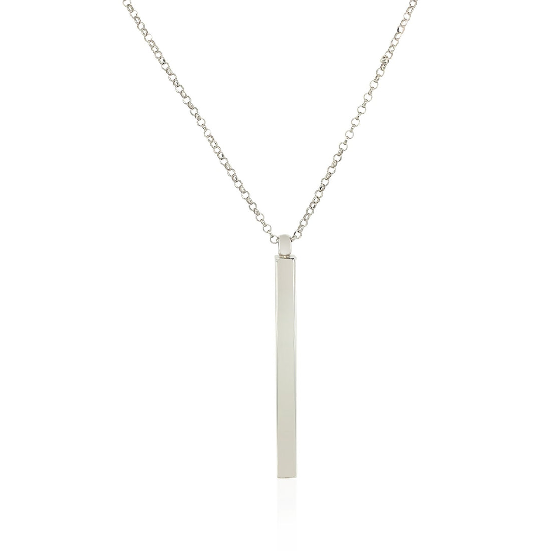 Collar de plata de ley de 24 pulgadas con colgante de barra larga pulida