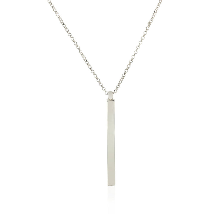 Collar de plata de ley de 24 pulgadas con colgante de barra larga pulida