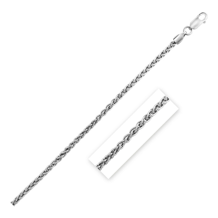 Cadena de espigas de trigo bañada en rodio en plata de ley (2,60 mm)
