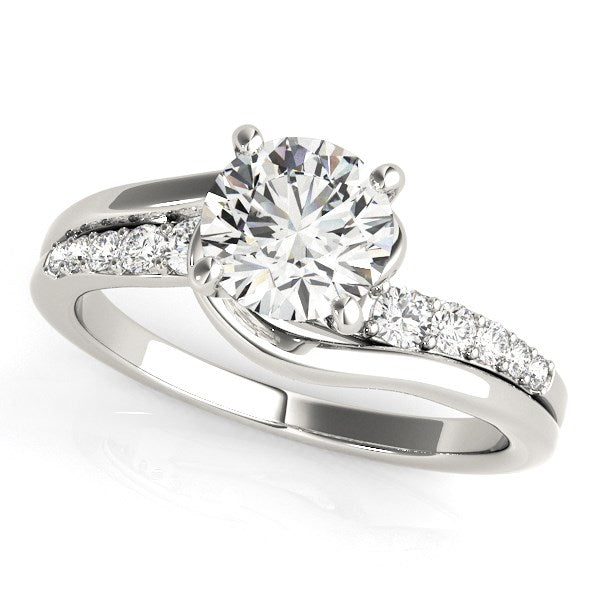 Anillo de oro blanco de 14 k con diamantes redondos estilo bypass (1 1/4 ct)