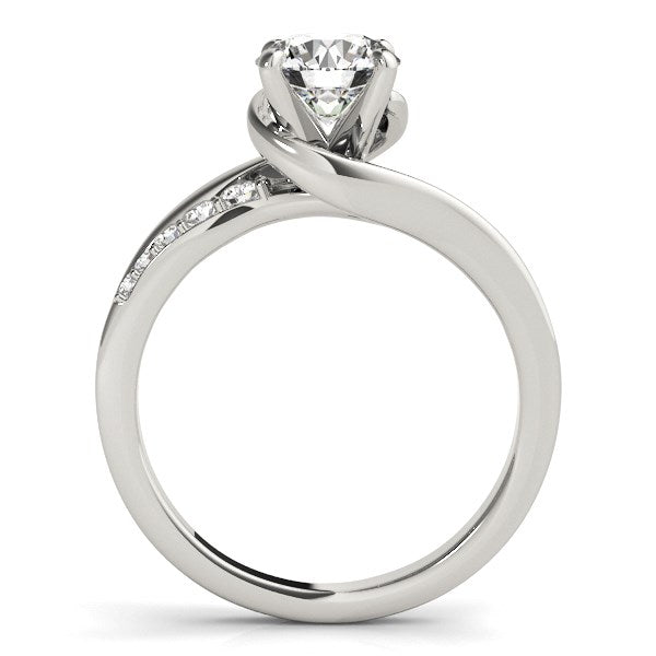 Anillo de oro blanco de 14 k con diamantes redondos estilo bypass (1 1/4 ct)