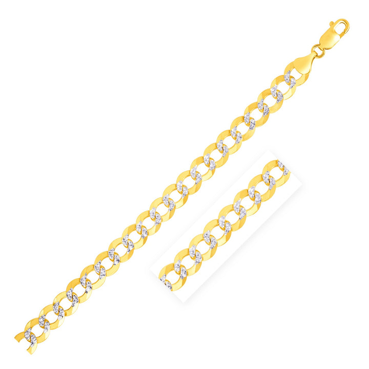 Cadena de eslabones con pavé de oro de dos tonos de 14 k (7,00 mm)