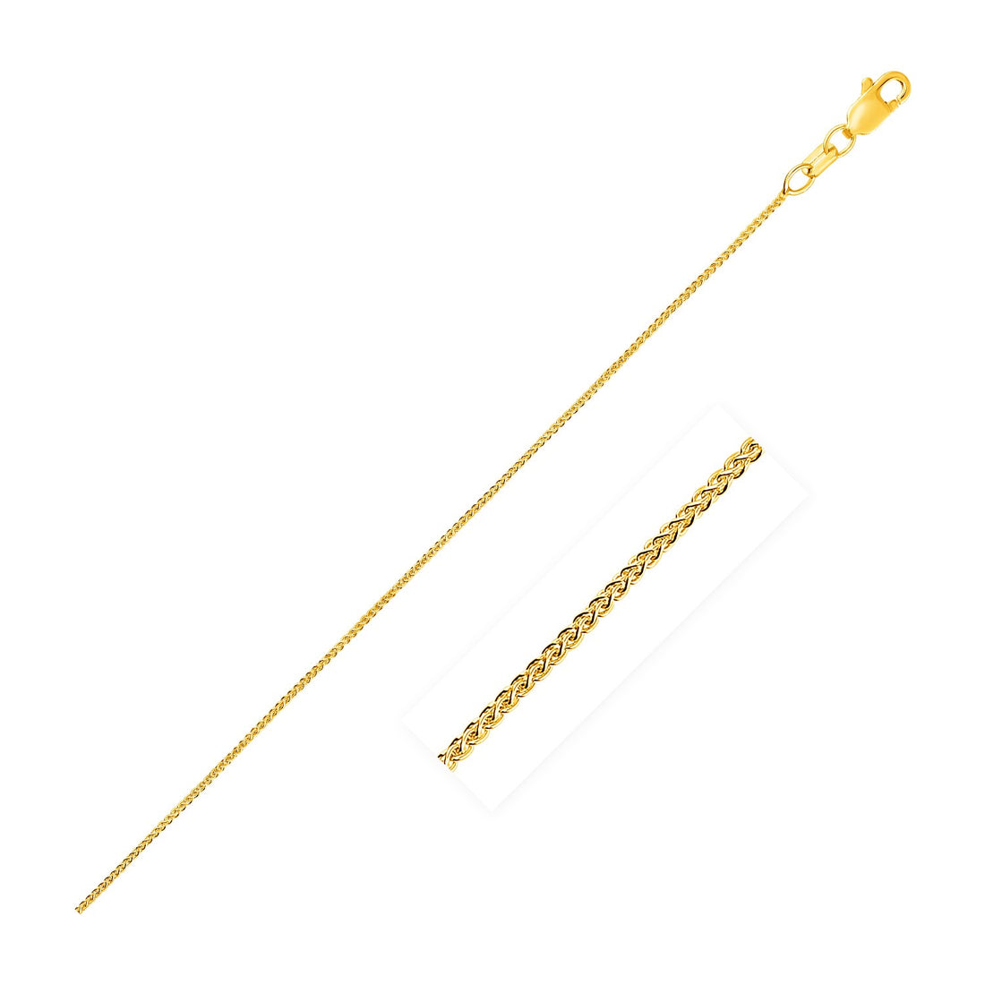 Cadena de espigas de trigo de oro amarillo de 10 k de 0,6 mm (0,60 mm)