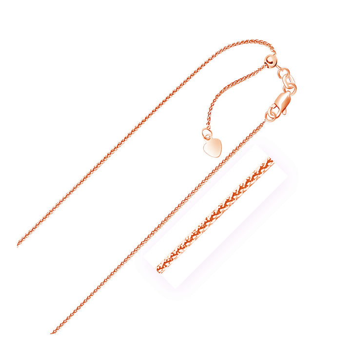 Cadena de espigas ajustable de oro rosa de 14 k (1,00 mm)