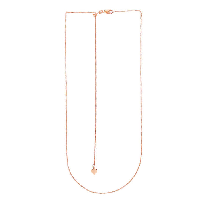 Cadena de espigas ajustable de oro rosa de 14 k (1,00 mm)