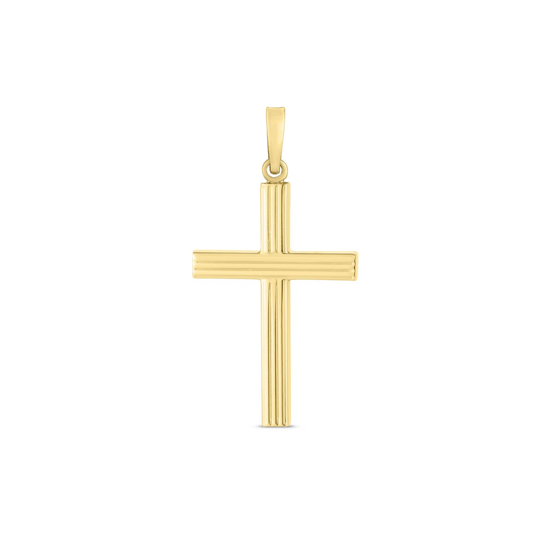 Colgante con cruz ribber de oro amarillo de 14 k muy pulido