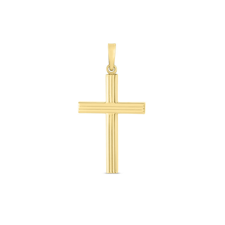Colgante con cruz ribber de oro amarillo de 14 k muy pulido