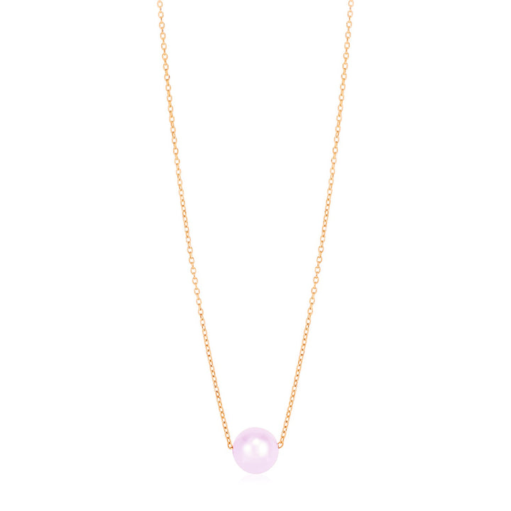 14k Rose Gold Pearl Solitaire Necklace