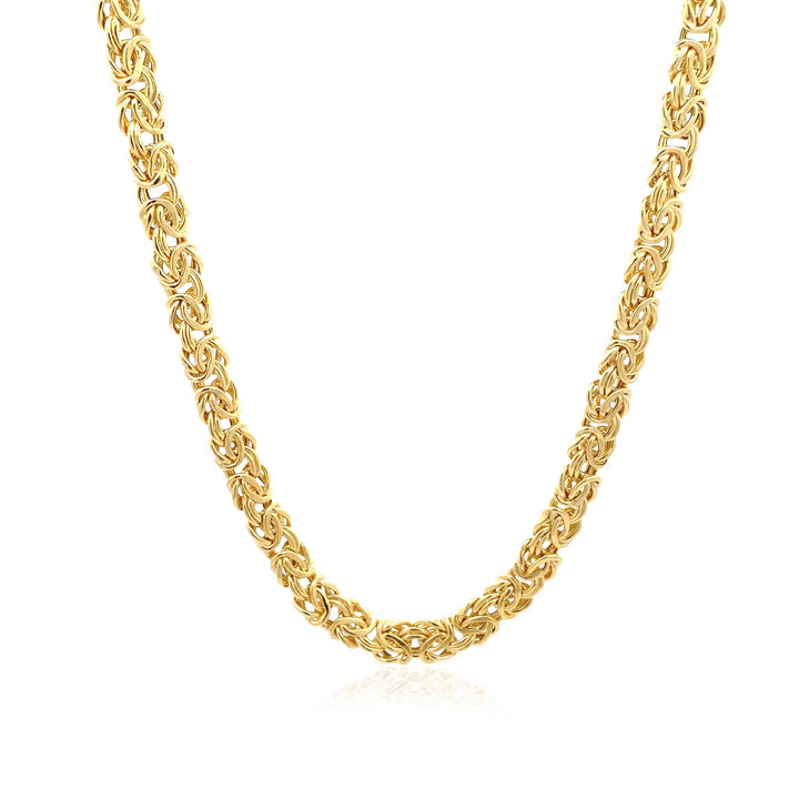 Collar de cadena bizantina elegante de oro amarillo de 14 k
