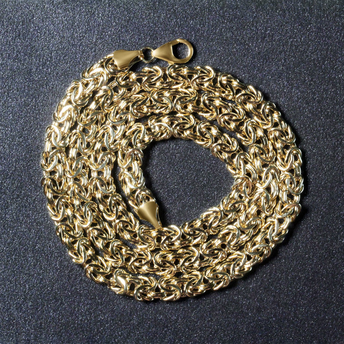 Collar de cadena bizantina elegante de oro amarillo de 14 k