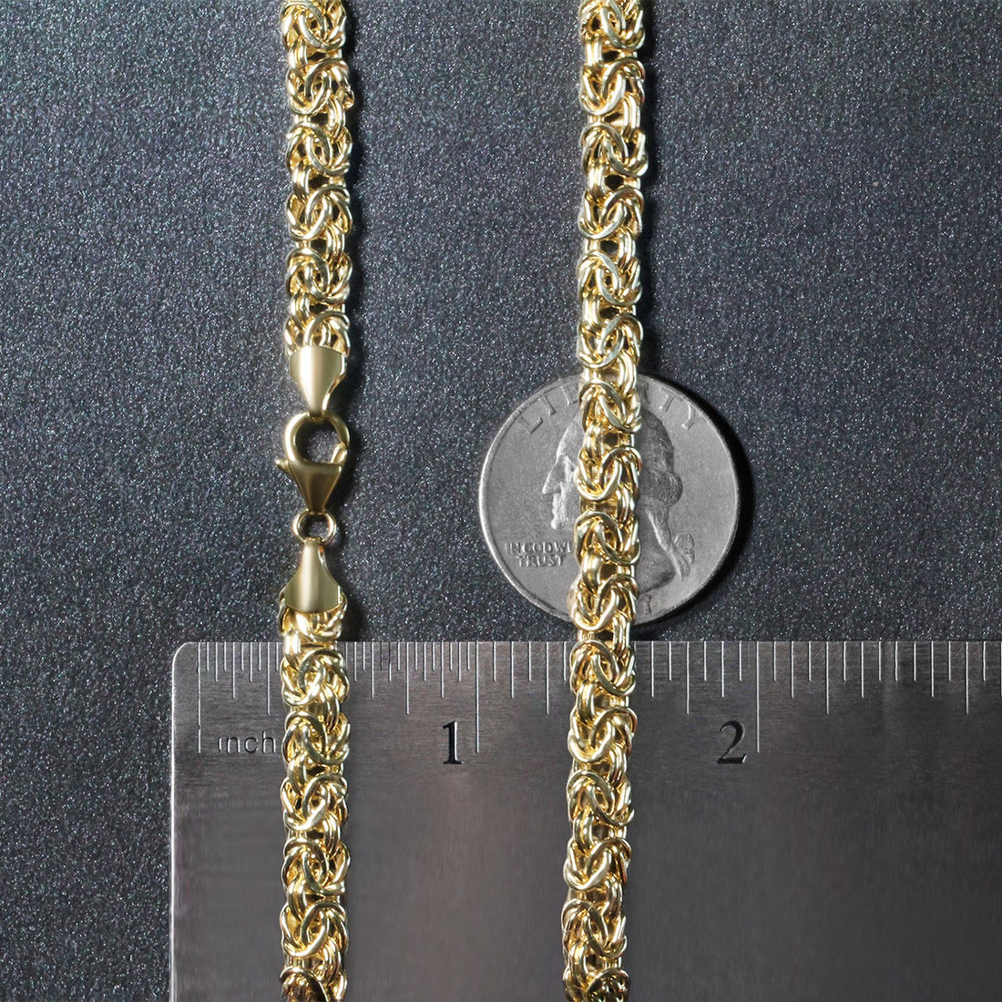 Collar de cadena bizantina elegante de oro amarillo de 14 k