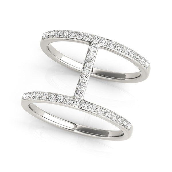 Anillo de diamantes estilo puente de doble banda en oro blanco de 14 k (3/8 ct)