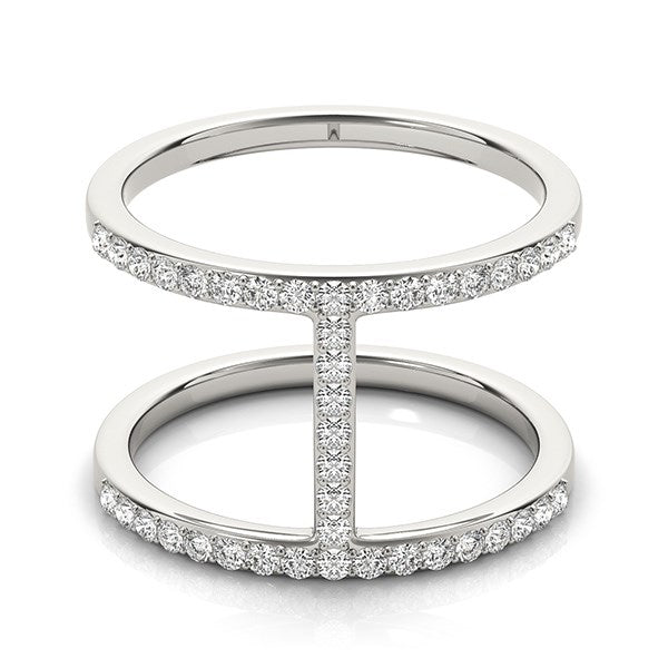 Anillo de diamantes estilo puente de doble banda en oro blanco de 14 k (3/8 ct)
