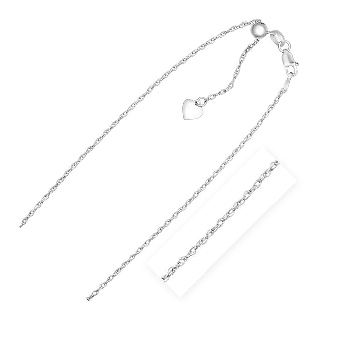 Cadena de cuerda ajustable de plata de ley de 1,5 mm (1,50 mm)