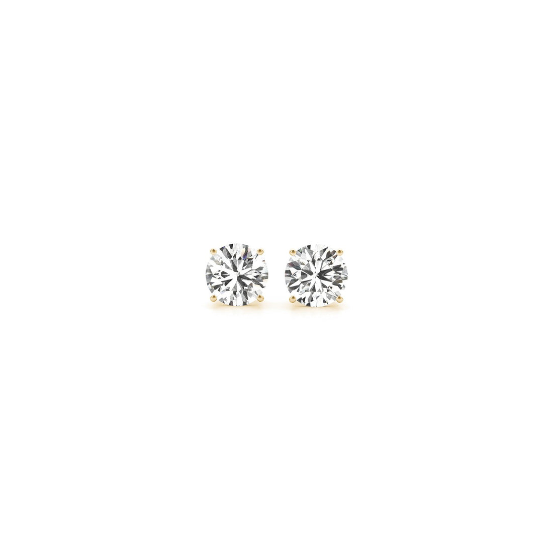 Aretes de oro amarillo de 14 k con diamantes redondos cultivados en laboratorio de 1/2 ct (G/VS2)