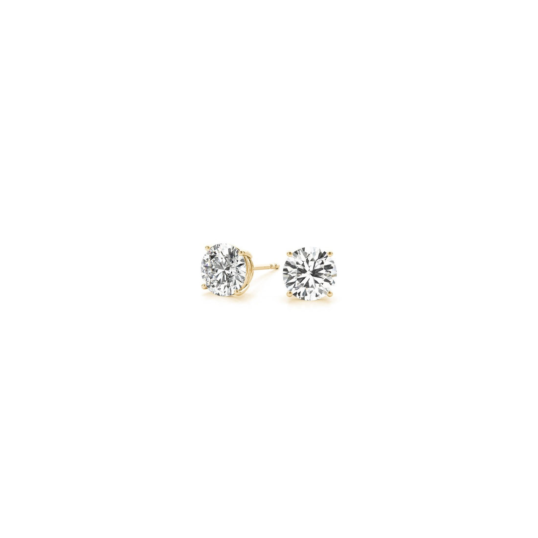Aretes de oro amarillo de 14 k con diamantes redondos cultivados en laboratorio de 1/2 ct (G/VS2)