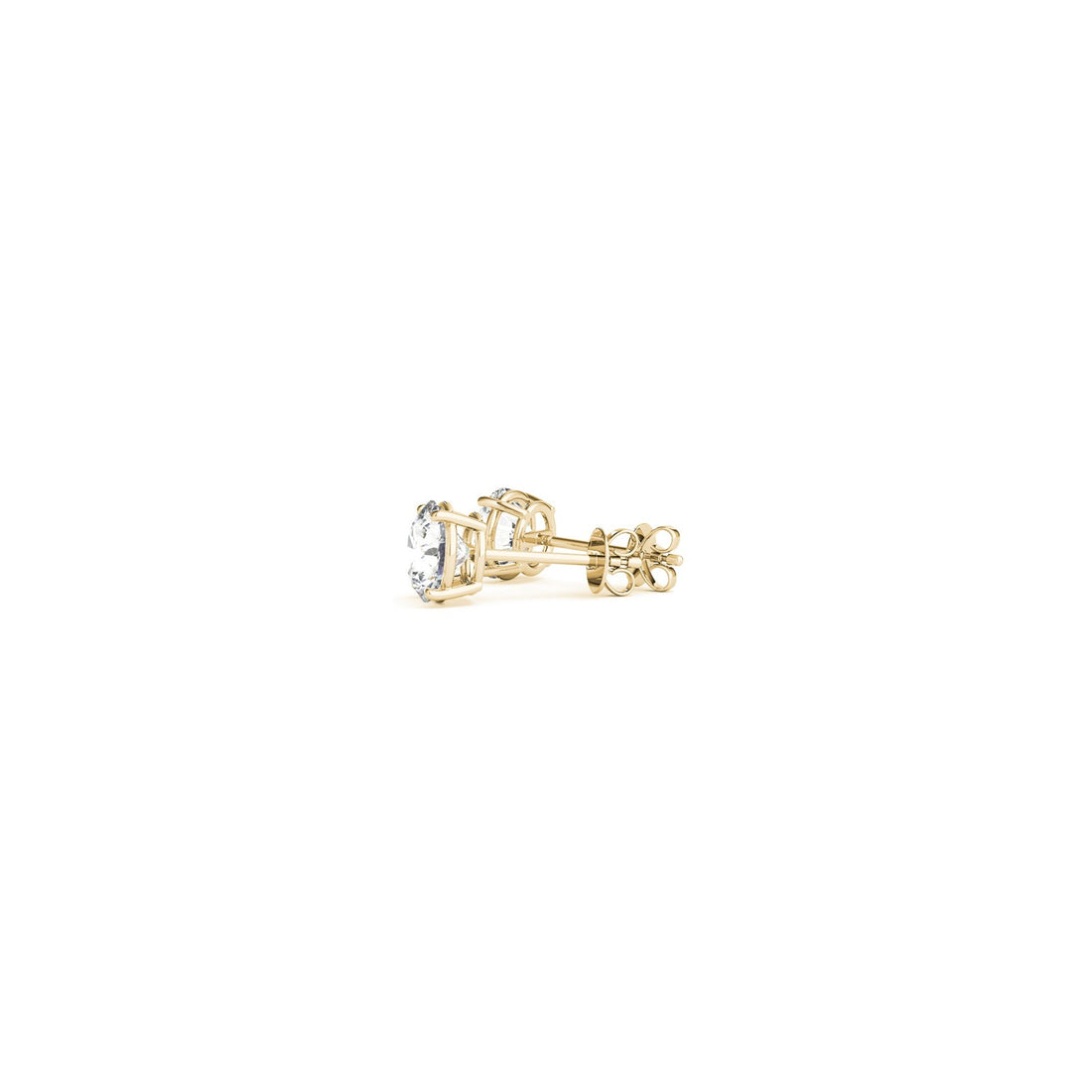 Aretes de oro amarillo de 14 k con diamantes redondos cultivados en laboratorio de 1/2 ct (G/VS2)