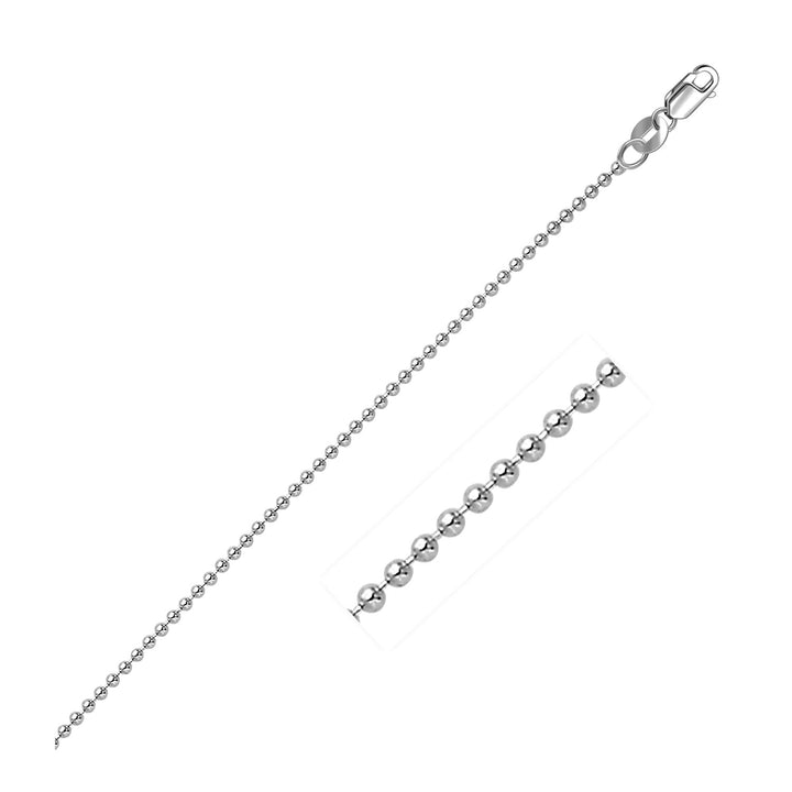 Cadena de cuentas de oro blanco de 14 k de 1,5 mm (1,50 mm)