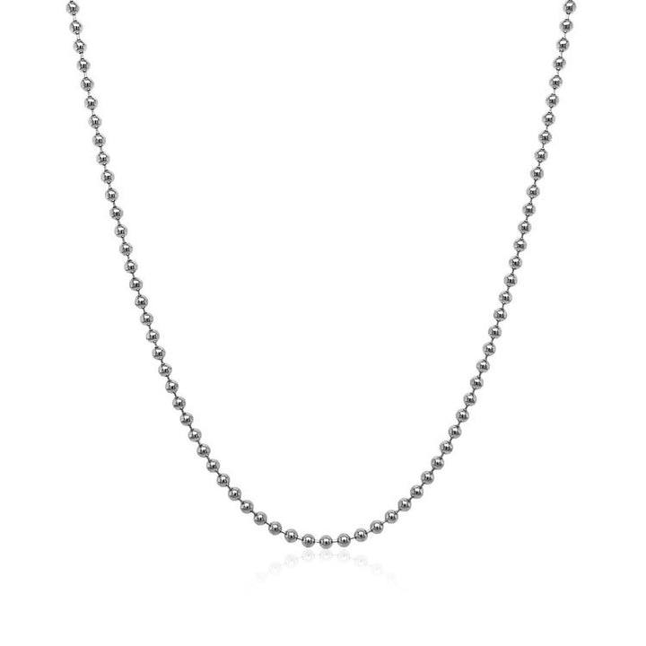 Cadena de cuentas de oro blanco de 14 k de 1,5 mm (1,50 mm)