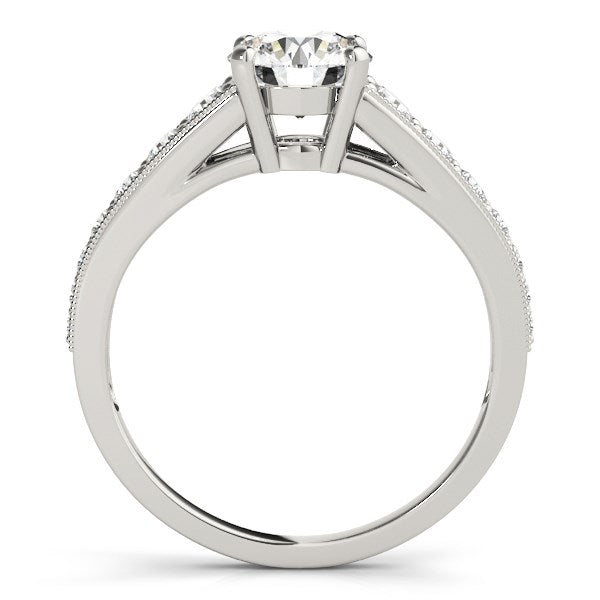 Anillo de compromiso de diamantes de corte cónico antiguo en oro blanco de 14 k (1 3/8 ct)