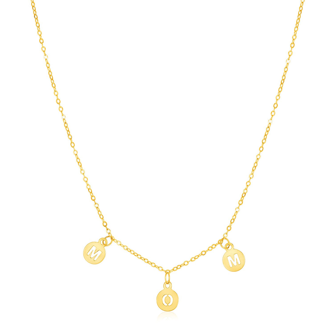 Collar de oro amarillo de 14 k para mamá con gotas circulares