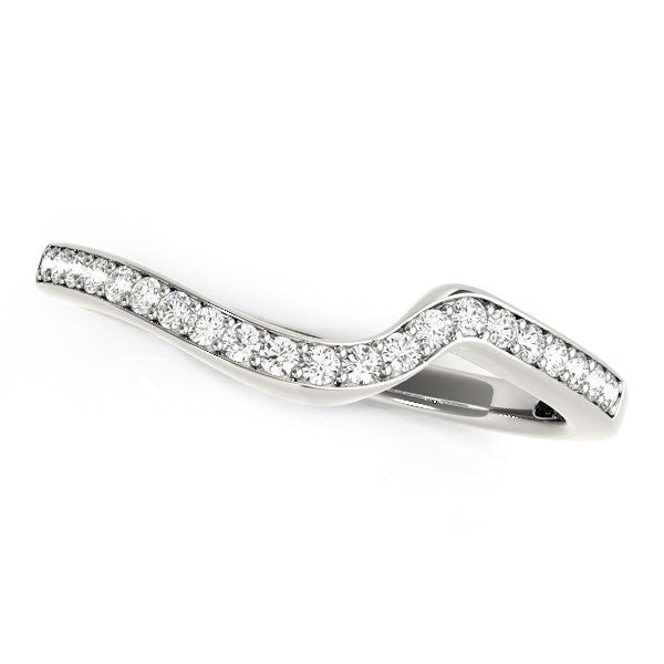 Anillo de bodas curvo moderno de oro blanco de 14 k (1/5 ct)