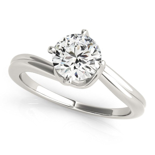 Anillo de compromiso solitario de oro blanco de 14 k con diamante redondo estilo bypass (1 ct)