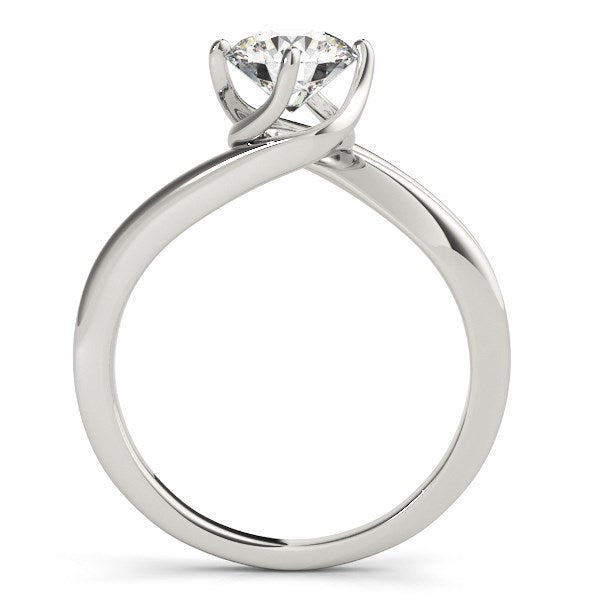 Anillo de compromiso solitario de oro blanco de 14 k con diamante redondo estilo bypass (1 ct)
