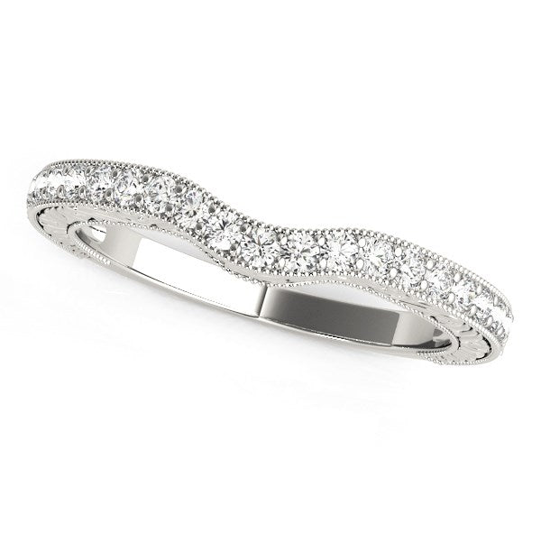 Anillo de oro blanco de 14 k con diamantes curvos de estilo antiguo (1/4 ct)
