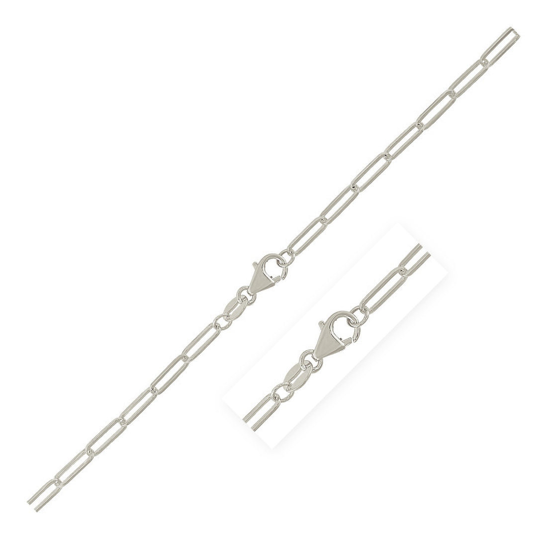 Cadena de clip de plata de ley rodiada (2,50 mm)