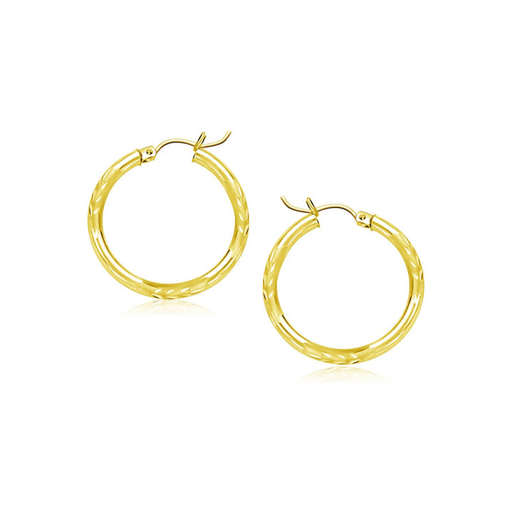 Aros de oro amarillo de 10 k con corte de diamante (2 x 15 mm)