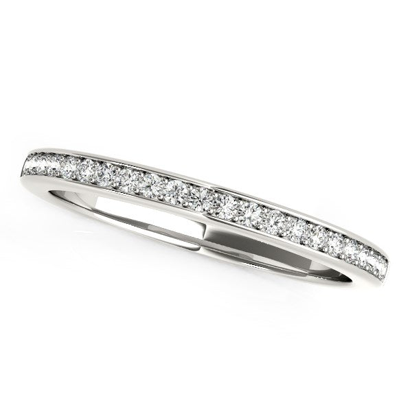Alianza de boda clásica de oro blanco de 14 k con diamantes (1/5 ct)