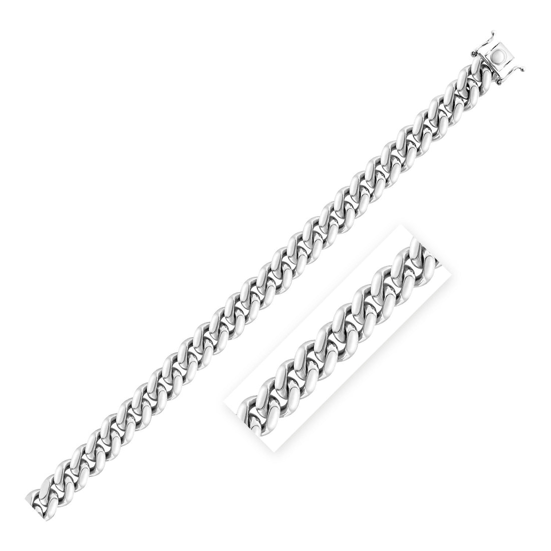 Cadena cubana Miami de plata de ley rodiada (9,80 mm)