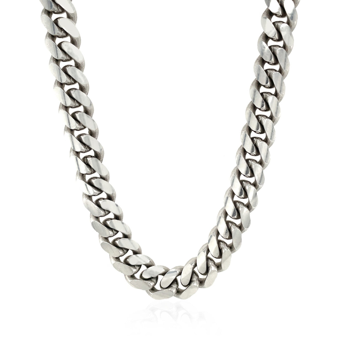 Cadena cubana Miami de plata de ley rodiada (9,80 mm)