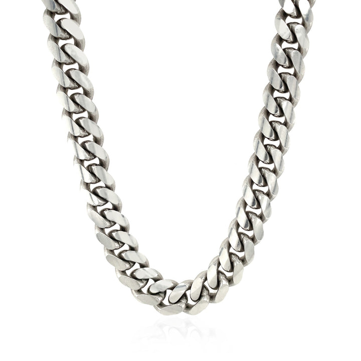 Cadena cubana Miami de plata de ley rodiada (9,80 mm)
