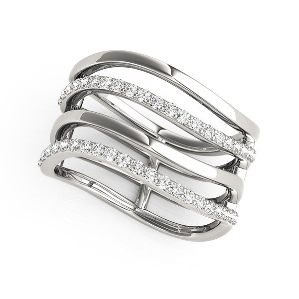 Anillo de oro blanco de 14 k con diseño de múltiples bandas y diamantes (3/8 ct)