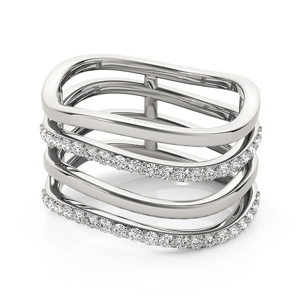 Anillo de oro blanco de 14 k con diseño de múltiples bandas y diamantes (3/8 ct)