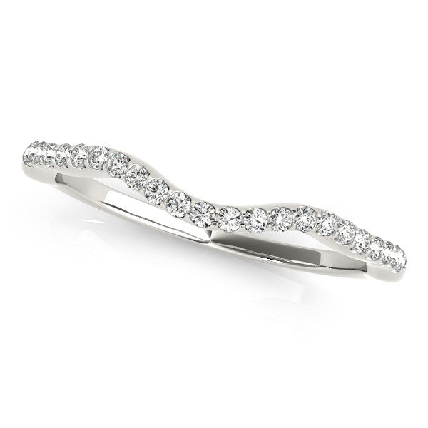 Anillo de bodas de oro blanco de 14 k con diseño curvo y diamantes redondos (1/8 ct)