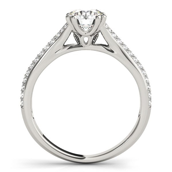 Anillo de compromiso de oro blanco de 14 k con diamantes de varias filas y doble punta (1 1/8 ct)