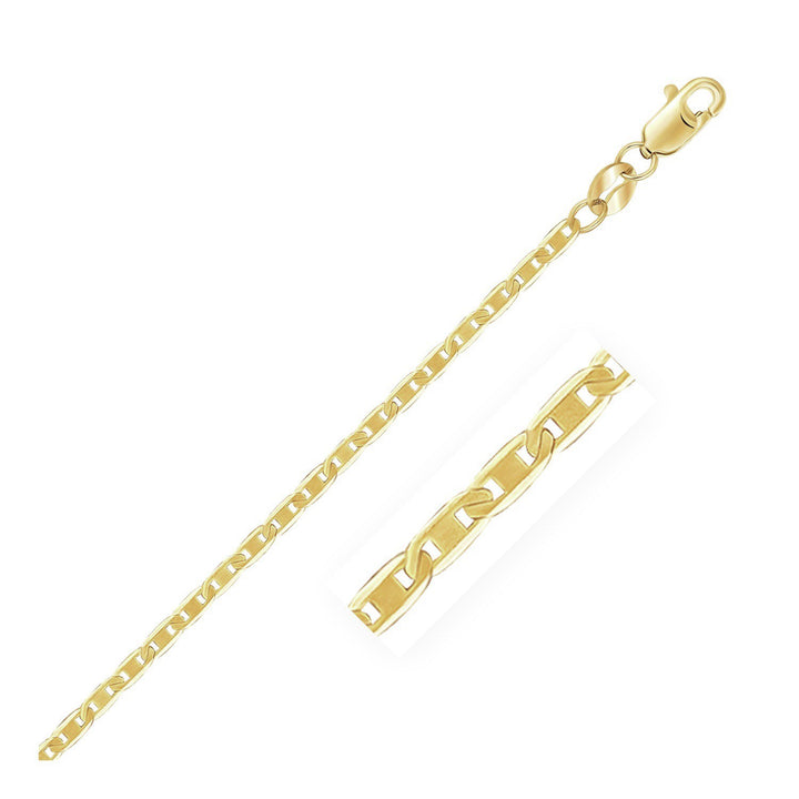 Cadena de eslabones estilo marinero de oro amarillo de 10 k (1,70 mm)
