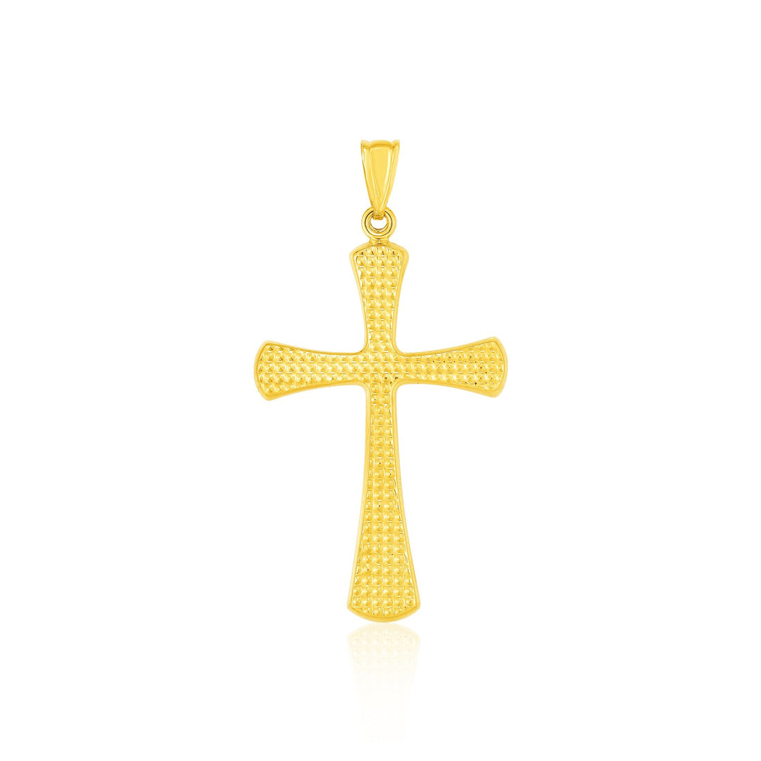 Colgante de cruz de oro amarillo de 14 k con textura de cuentas
