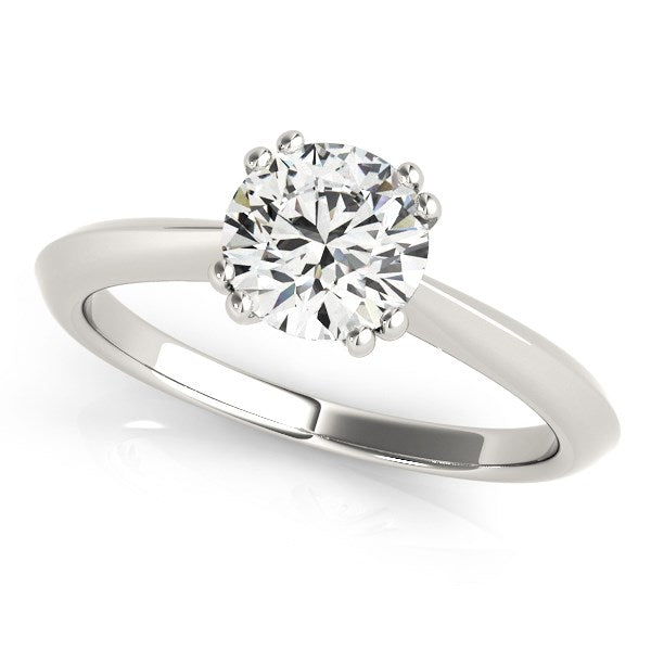 Anillo de compromiso de oro blanco de 14 k con diamante solitario engastado en dos puntas (1 ct)