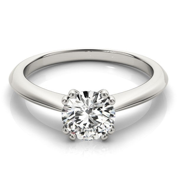 Anillo de compromiso de oro blanco de 14 k con diamante solitario engastado en dos puntas (1 ct)