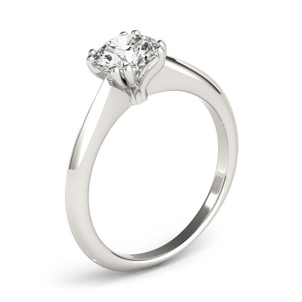 Anillo de compromiso de oro blanco de 14 k con diamante solitario engastado en dos puntas (1 ct)