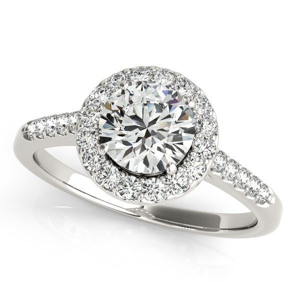 Anillo de compromiso de oro blanco de 14 k con halo de diamantes (1 3/8 ct)