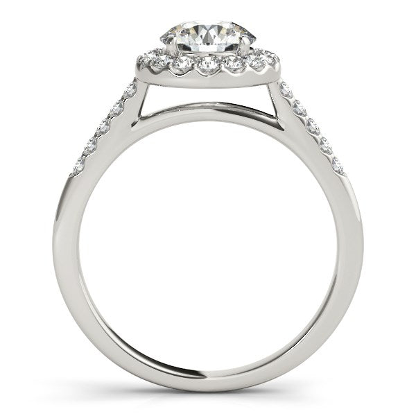 Anillo de compromiso de oro blanco de 14 k con halo de diamantes (1 3/8 ct)