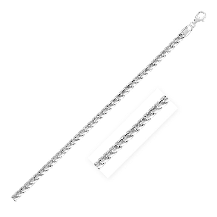Cadena Franco redonda de plata de ley rodiada de 4,6 mm